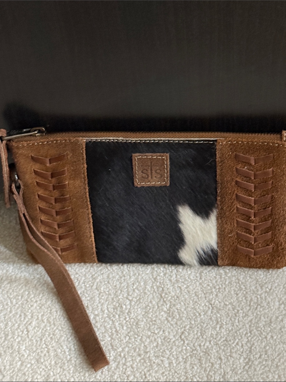 STS Ranchwear Saddle Tramp Brown Suede & Black Cowhide Wristlet Wallet